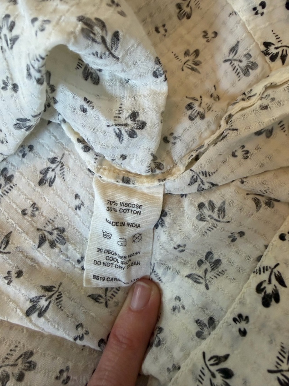 Caramel Cream Blouse with Black Floral Print - Picture 4 of 4